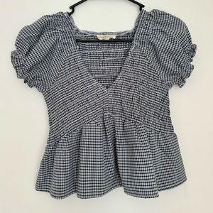 La Hearts Black and White Checkered Blouse